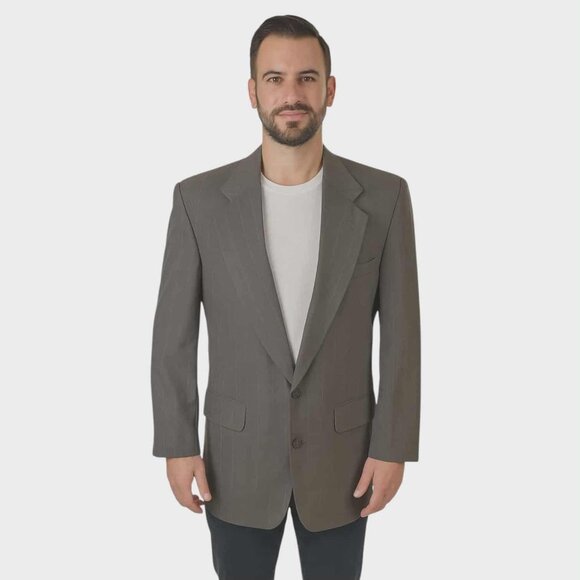 UNBRANDED Men's Vintage Winter Blazer Jacket 40R Wool Polyester Grey Office - Picture 1 of 5